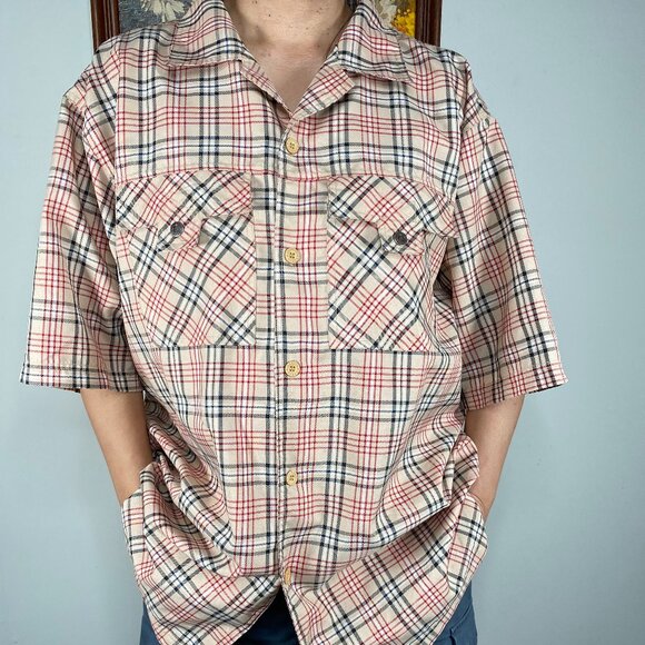 Veezo Button Up Shirt Top Men's XL Multicolor Plaid Pocket Casual Russia - Picture 1 of 9